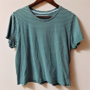Everlane Green Striped Short Sleeve Tee